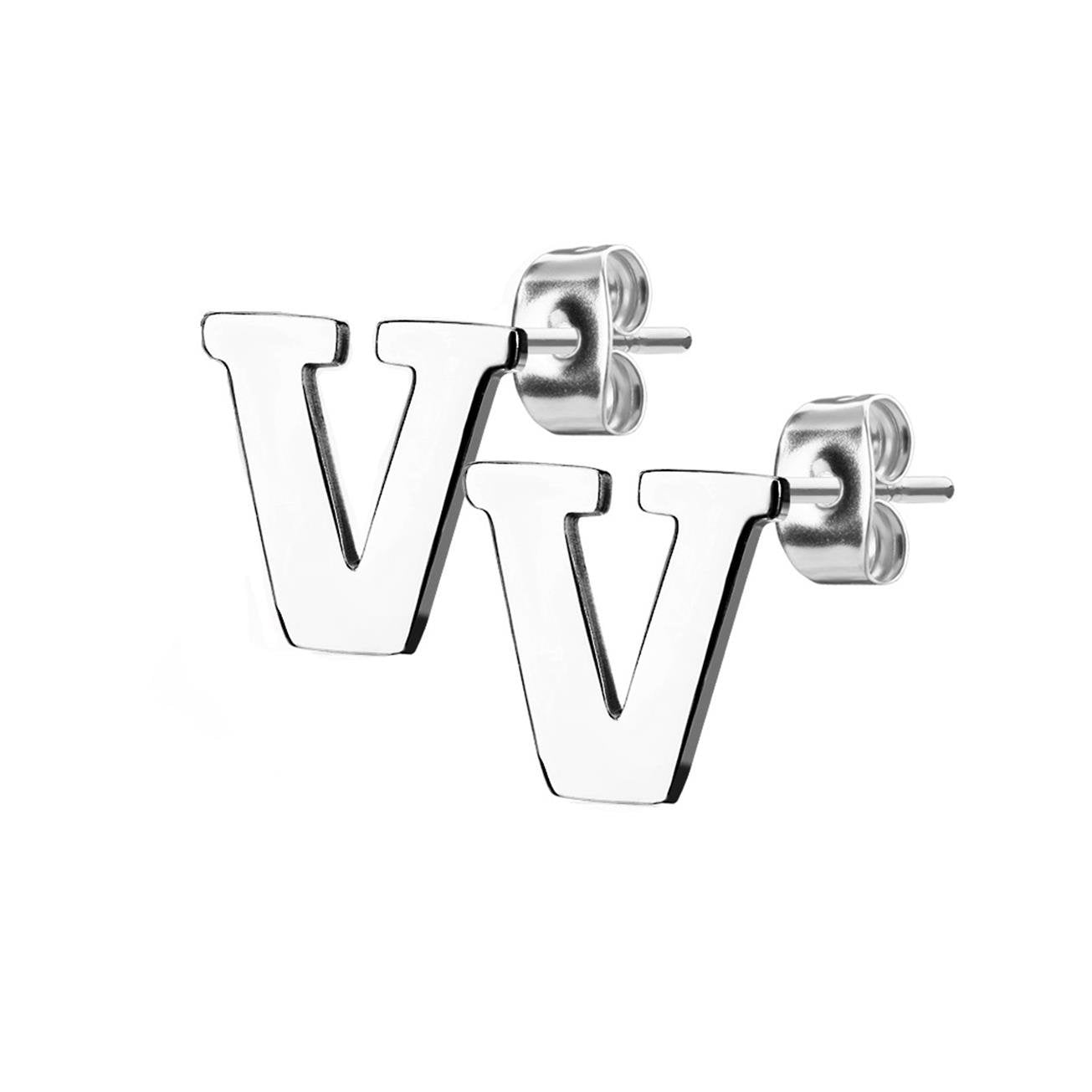 1 Paar Ohrstecker ALPHABET INITIALEN e Ohrringe Schmuck Set Edelstahl Silber Roségold