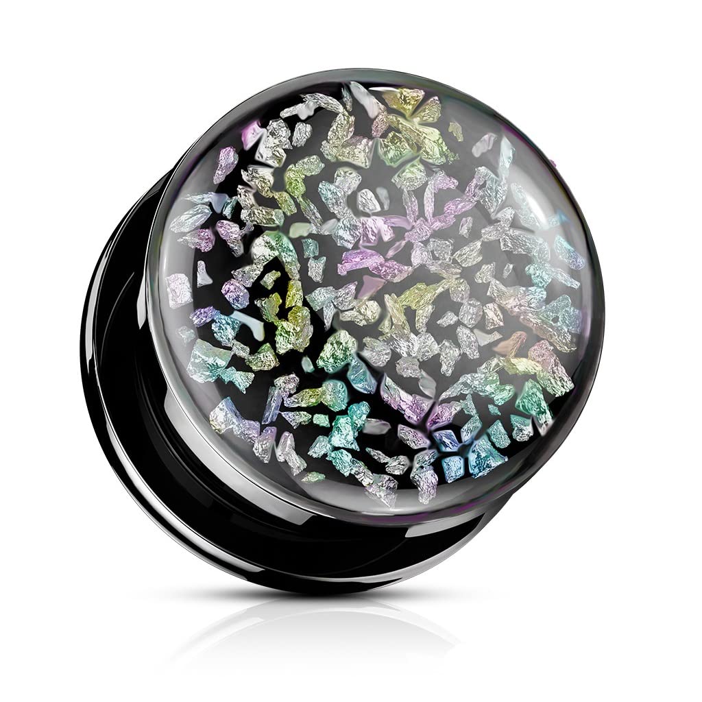 Ohrtunnel Regenbogen Fossilien Schwarz Chirurgenstahl Ohrpiercing Ohrschmuck Plug Screw Fit Schraubverschluss 6-25mm