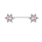 Brustwarzenpiercing GLITZERNDE ZIRKONIA-Blumen Brustpiercing Edelstahl Silber Roségold Gold Clear Pink Aqua Lila Blau 1,6mm 16mm