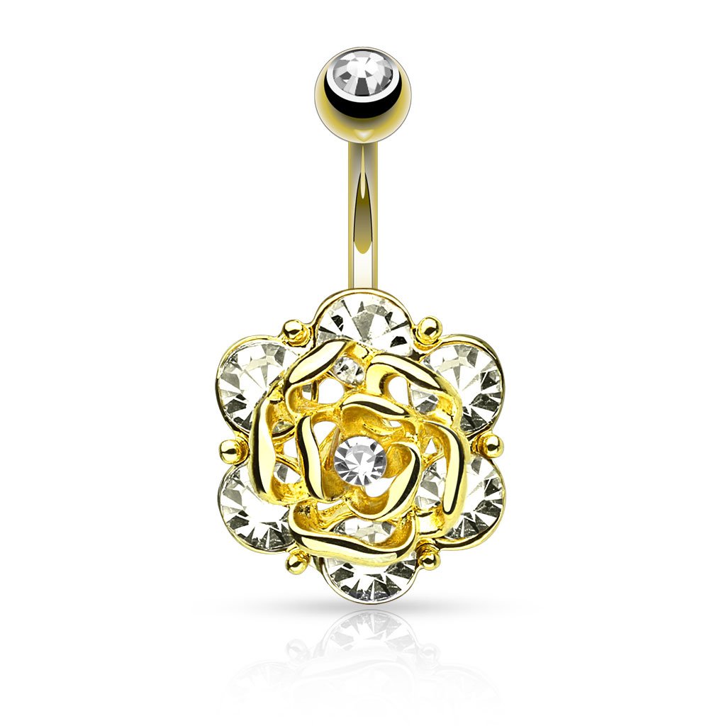 Bauchnabelpiercing Set 1,6mm 10mm Blume Nabelpiercing Edelstahl Chirurgenstahl Bananabell Zirkonia Kristalle Silber Gold Roségold