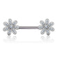 Brustwarzenpiercing Blumen Silber Gold Roségold Clear Brustpiercing Nippelpiercing Intimpiercing Chirurgenstahl Stab 14mm