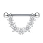 ZIRKONIA-Blumen Bogen Brustwarzenpiercing Brustpiercing Intimpiercing Edelstahl Silber Gold Roségold Clear Stab 1,6mm 14mm
