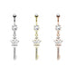 Bauchnabelpiercing Schlüssel Krone Anhänger Nabelpiercing Chirurgenstahl Bananabell Gold Silber Roségold Stab 1,6/10mm