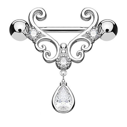 Filigrane Herzen Tropfen ANHÄNGER Brustwarzenpiercing Intimpiercing Brustpiercing Edelstahl ROSÉGOLD Gold Silber 1,6mm 14mm
