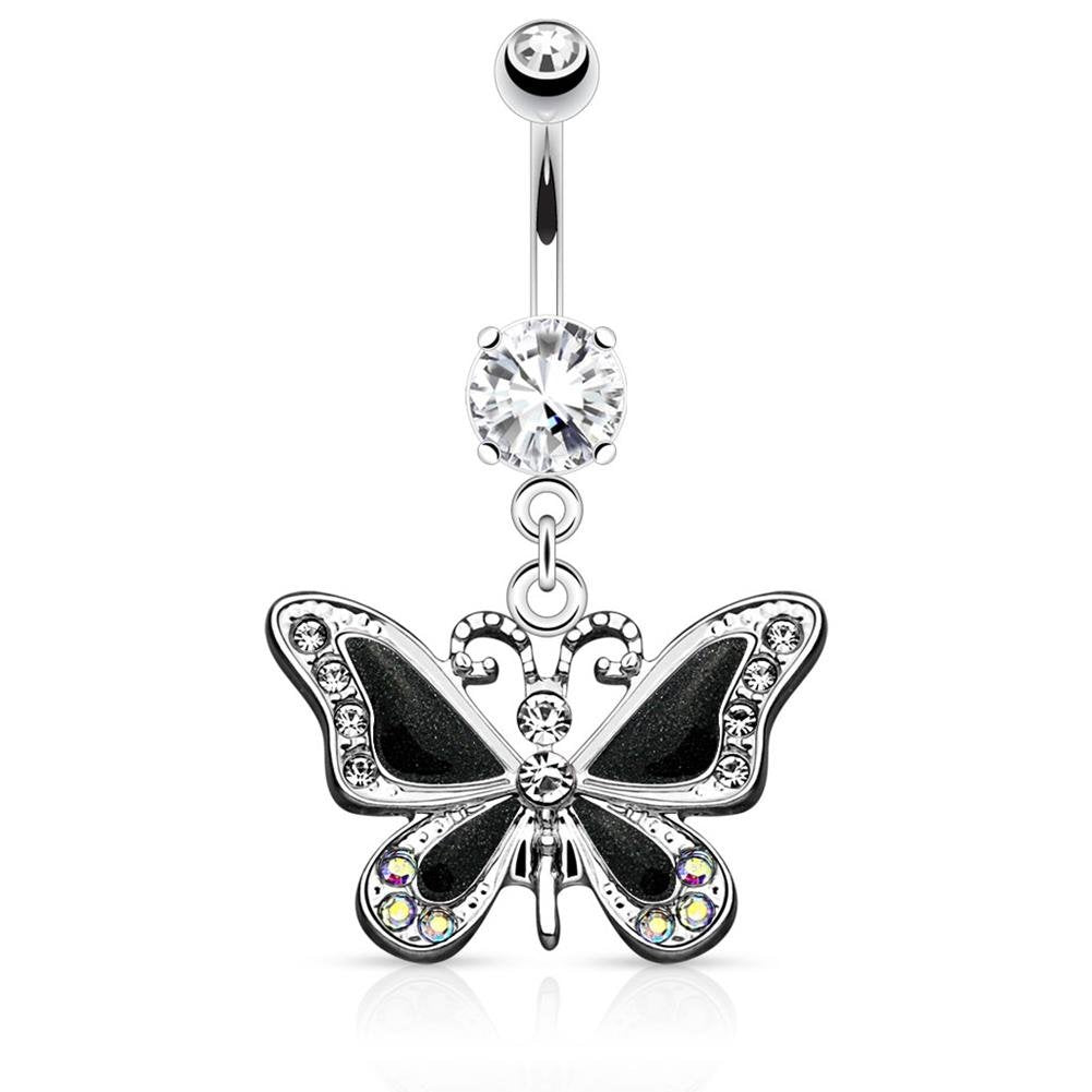 Bauchnabelpiercing Set 1,6mm 10mm Schmetterling 15,7mm x 19,9mm Nabelpiercing Chirurgenstahl Bananabell Zirkonia Silber