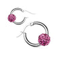 Damen 1 Paar Creolen KRISTALL-KUGEL Ohrringe Schmuck Ohrstecker Chirurgenstahl Silber Multicolor