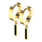 1 Paar Damen CREOLEN Anhänger schwarzer Balken Ohrringe Ohrstecker Chirurgenstahl Gold Roségold 28mm
