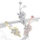 Bauchnabelpiercing Zirkonia Blumen-Bouquet Nabelpiercing Chirurgenstahl Bananabell Silber Gold Roségold Clear Stab 1,6/10mm