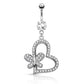 Bauchnabelpiercing 1,6mm 10mm Anhänger Herz Nabelpiercing Edelstahl Chirurgenstahl Bananabell Zirkonia Silber Gold Roségold