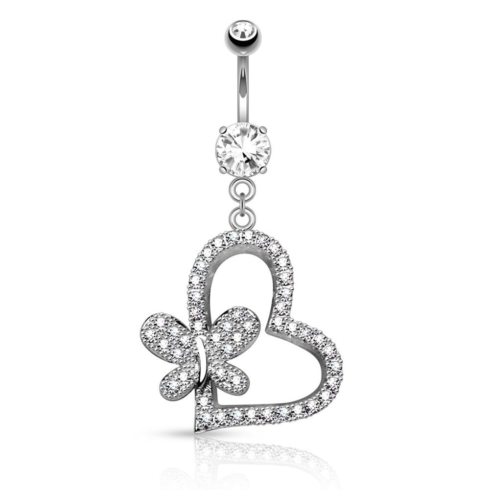 Bauchnabelpiercing 1,6mm 10mm Anhänger Herz Nabelpiercing Edelstahl Chirurgenstahl Bananabell Zirkonia Silber Gold Roségold