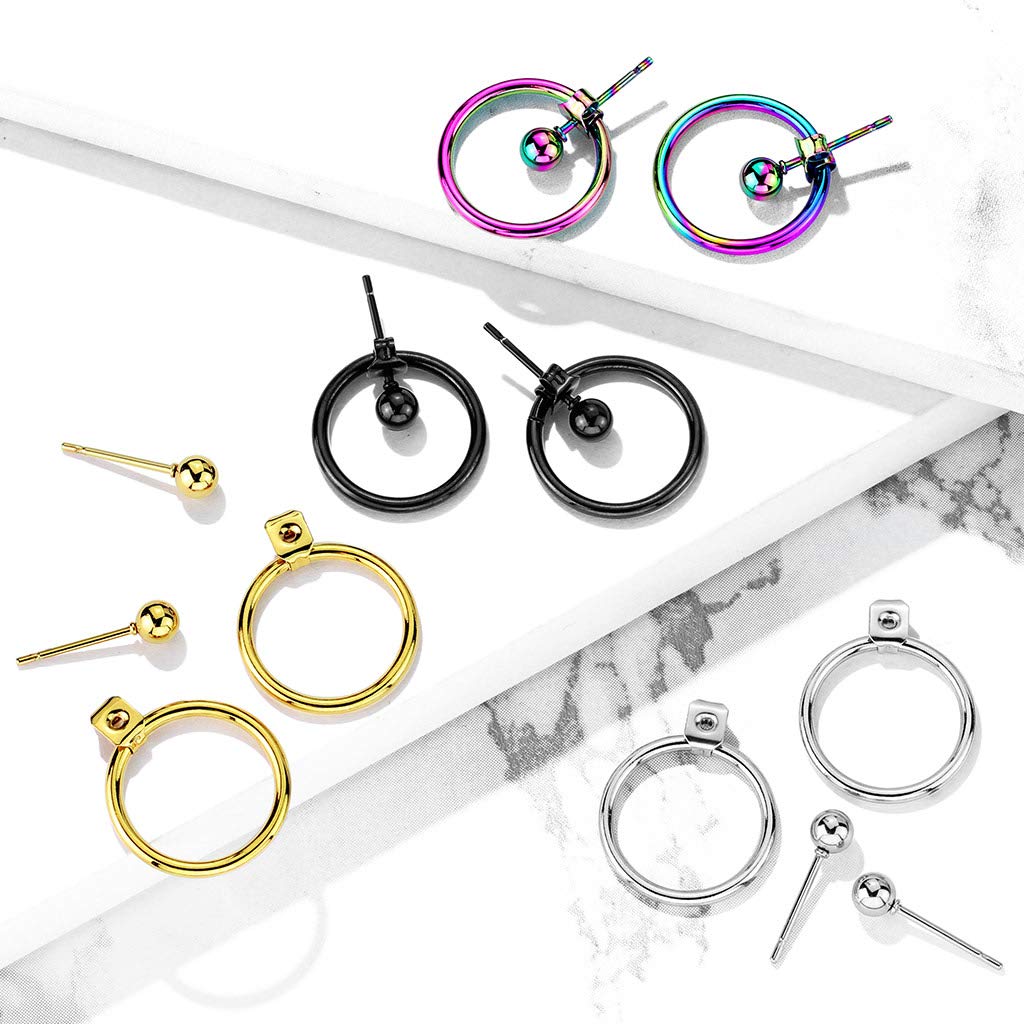 1 Paar Damen e Ring Ohrringe Ohrstecker Chirurgenstahl Multicolor