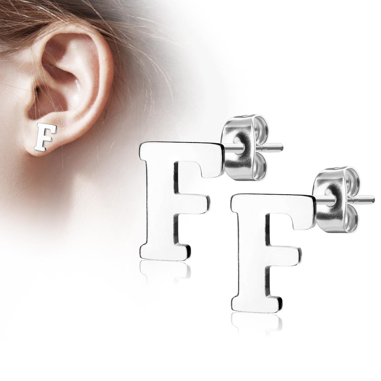 1 Paar Ohrstecker ALPHABET INITIALEN e Ohrringe Schmuck Set Edelstahl Silber Roségold