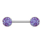 Brustwarzenpiercing Glitzer Steine Brustpiercing Nippelpiercing Chirurgenstahl Silber Multicolor Stab 1,6/14mm Stein 9mm