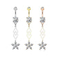 Bauchnabelpiercing Zirkonia Blumen-Anhänger Nabelpiercing Chirurgenstahl Bananabell Silber Gold Roségold Clear Stab 1,6/10mm