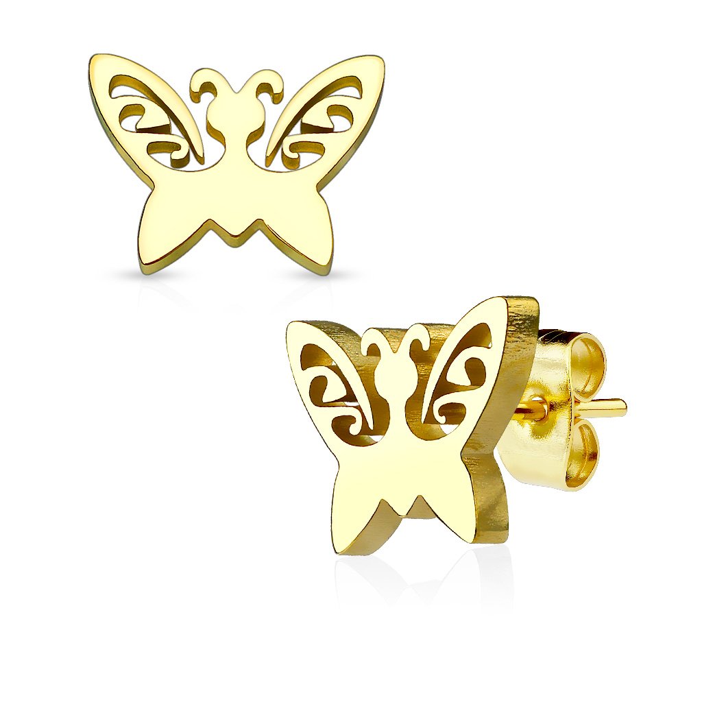 1 Paar Ohrringe Set Ohrstecker Edelstahl Chirurgenstahl Schmetterling gold silber
