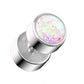 Fake Ohrplug Glitzer-Opal Optik Ohrpiercing Ohrschmuck Chirurgenstahl Schraubverschluss Grün Pink Weiß Kugel 8mm