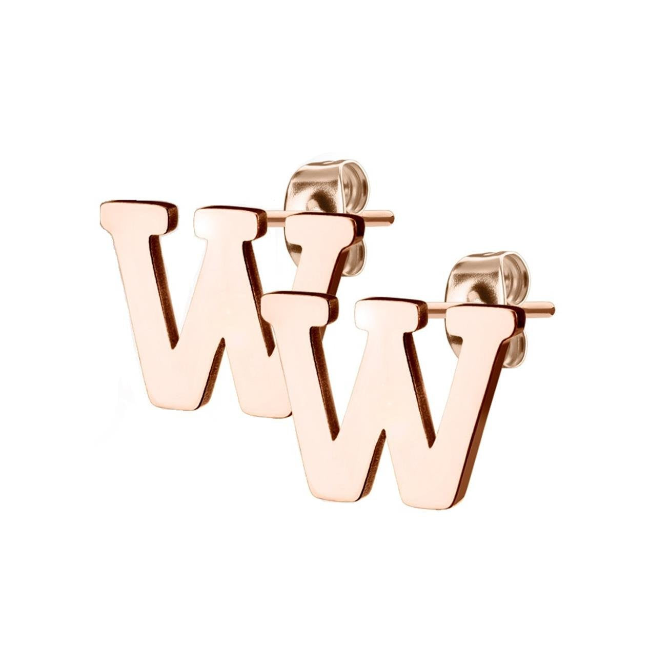 1 Paar Ohrstecker ALPHABET INITIALEN e Ohrringe Schmuck Set Edelstahl Silber Roségold