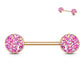 Brustwarzenpiercing Glitzer KRISTALL-Steine Brustpiercing Nippelpiercing Chirurgenstahl Roségold Multicolor Stab 1,6/14mm Stein 9mm