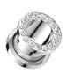 Ohrtunnel Silber Clear Zirkonia Kranz Titan-ium Grad 23 Ohrpiercing Ohrschmuck Plug Screw Fit Schraubverschluss 6-12mm