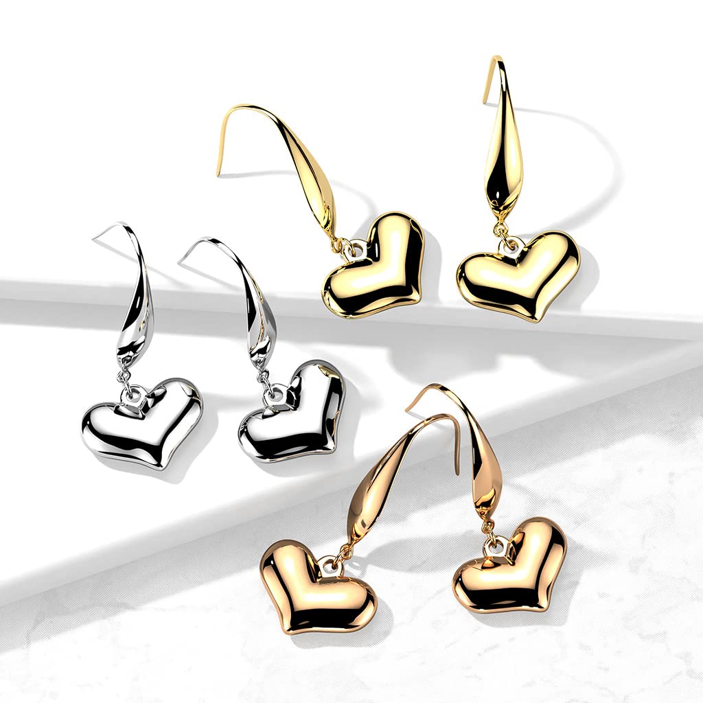1 Paar Damen Ohrhänger Herz-Anhänger Ohrstecker Ohr-Haken Silber Gold Roségold