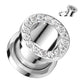 Ohrtunnel Silber Clear Zirkonia Kranz Titan-ium Grad 23 Ohrpiercing Ohrschmuck Plug Screw Fit Schraubverschluss 6-12mm