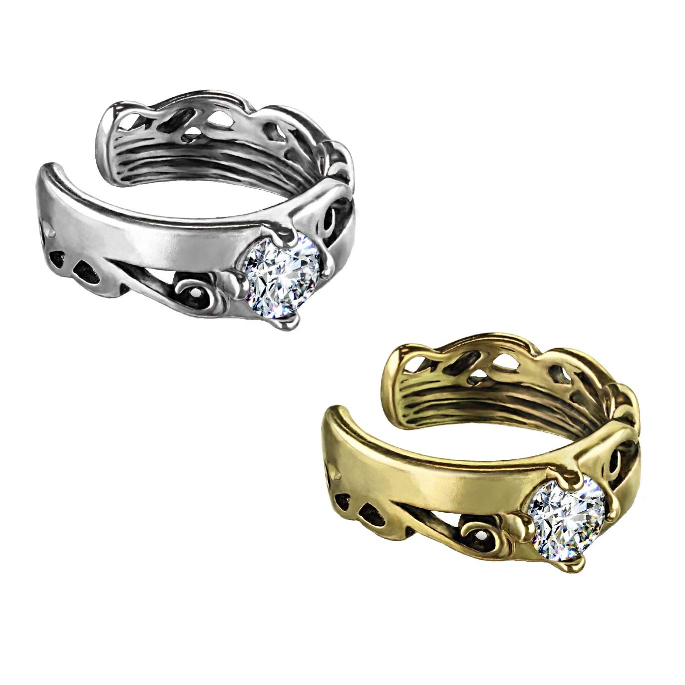 Ohrklemme KELTISCHES TRIBAL CUT OUT ZIRKONIA clear Ohrringe Ohrclip Fake-Piercing Messing Silber Gold