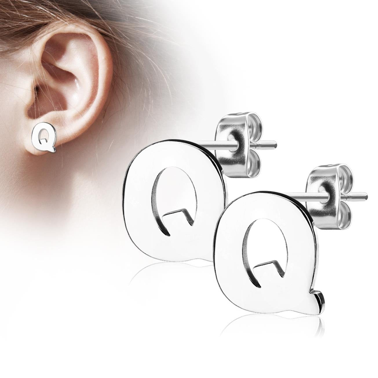 1 Paar Ohrstecker ALPHABET INITIALEN e Ohrringe Schmuck Set Edelstahl Silber Roségold