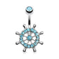 Bauchnabelpiercing Steuerrad Set 1,6mm 10mm Nabelpiercing Chirurgenstahl Bananabell Zirkonia Silber 14 Karat vergoldet