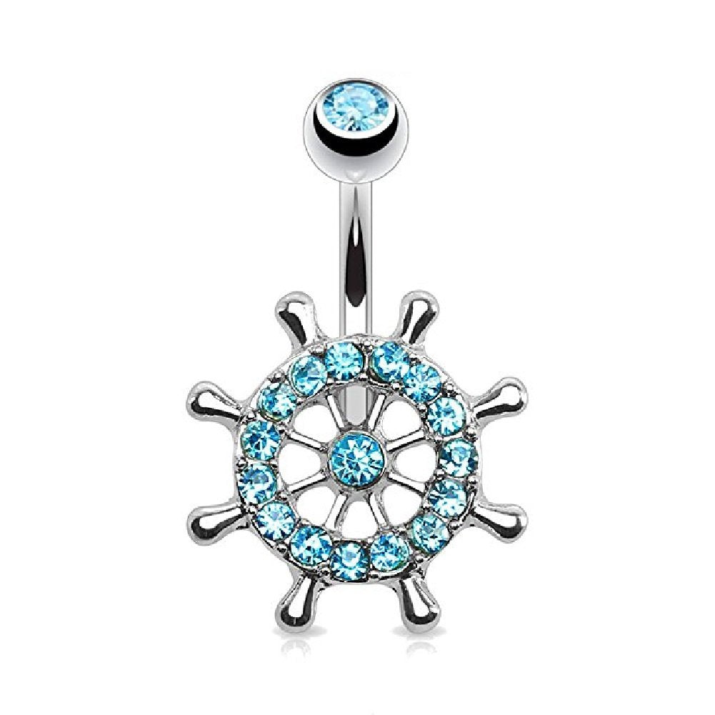 Bauchnabelpiercing Steuerrad Set 1,6mm 10mm Nabelpiercing Chirurgenstahl Bananabell Zirkonia Silber 14 Karat vergoldet