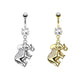 Bauchnabelpiercing Elefant Anhänger Nabelpiercing Chirurgenstahl Bananabell Zirkonia 14kt Vergoldet Silber Clear Stab 1,6/10mm