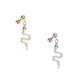 Knorpel Ohrstecker Schlange-Anhänger Pavé Zirkonia Clear Silber Gold Piercings Chirurgenstahl Schraubverschluss Stab 6mm lang