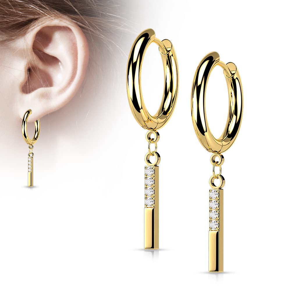 1 Paar Damen Creolen Ohrhänger Anhänger 4 Zirkonia Clear Ohrringe Ohrstecker Silber Gold Schwarz Roségold