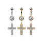 Bauchnabelpiercing Kristall Kreuz-Anhänger Nabelpiercing Chirurgenstahl Bananabell Silber Gold Roségold Clear Stab 1,6/10mm