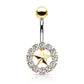 Bauchnabelpiercing Stern Kristall-Umrandung Nabelpiercing Chirurgenstahl Bananabell Silber Gold Roségold Stab 1,6/10mm