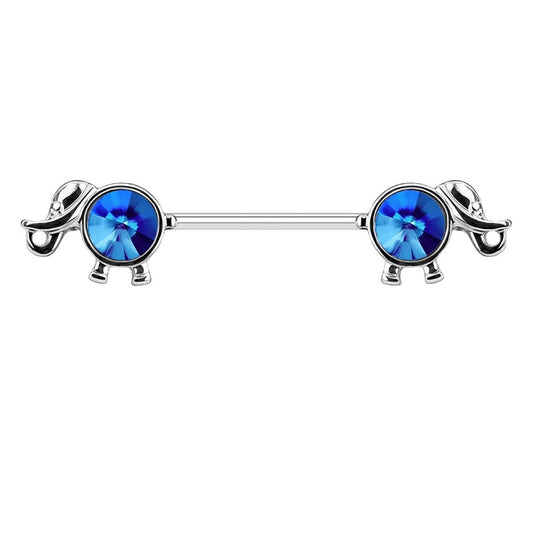 Brustwarzenpiercing Elefant ZIRKONIA Brustpiercing Intimpiercing Edelstahl Gold Silber Roségold Stab 1,6mm 14mm