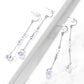 1 Paar Damen Ohrringe facettierter Regenbogen Diamant-Design Anhänger Kette Ohrhänger Ohrstecker Silber