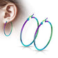 1 Paar Damen CREOLEN Ohrringe Ohrstecker Chirurgenstahl Regenbogen 10 15 20 25 30 35 40 45 50 55 60 65 70 75 mm