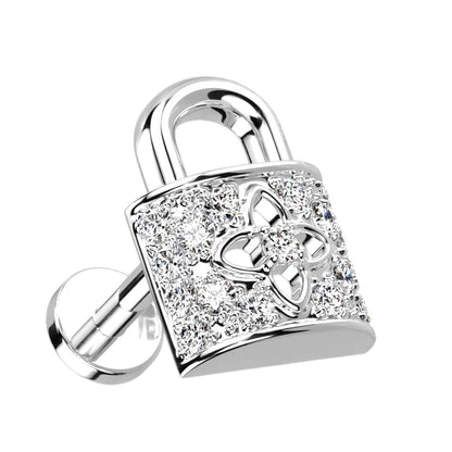 Knorpel Ohrstecker Schloss Silber Gold Roségold Pavé Zirkonia Clear Piercings Chirurgenstahl Schraubverschluss Stab 6/8mm lang