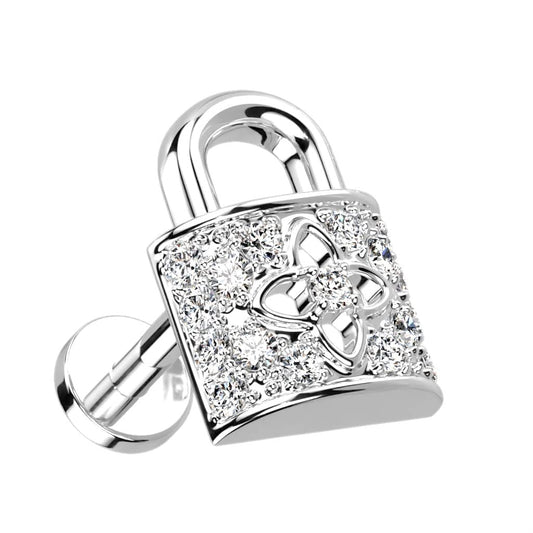 Knorpel Ohrstecker Schloss Silber Gold Roségold Pavé Zirkonia Clear Piercings Chirurgenstahl Schraubverschluss Stab 6/8mm lang