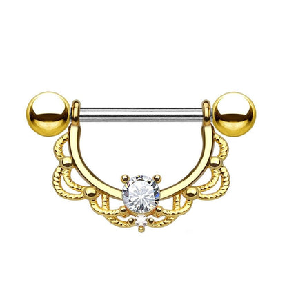 FILIGRANER Bogen Brustwarzenpiercing Intimpiercing Nippelpiercing Opal Edelstahl Gold Silber ROSÉGOLD 1,2mm / 1,6mm 16mm