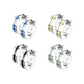 1 Paar Damen sandgebürstete CREOLE Mitte farbiger Streifen Ohrringe Ohrstecker Chirurgenstahl Silber Bunt 4,3mm