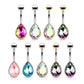Bauchnabelpiercing Regenbogen-Effekt Kristall Tropfen Nabelpiercing Chirurgenstahl Bananabell viele Farben Stab 1,6/10mm