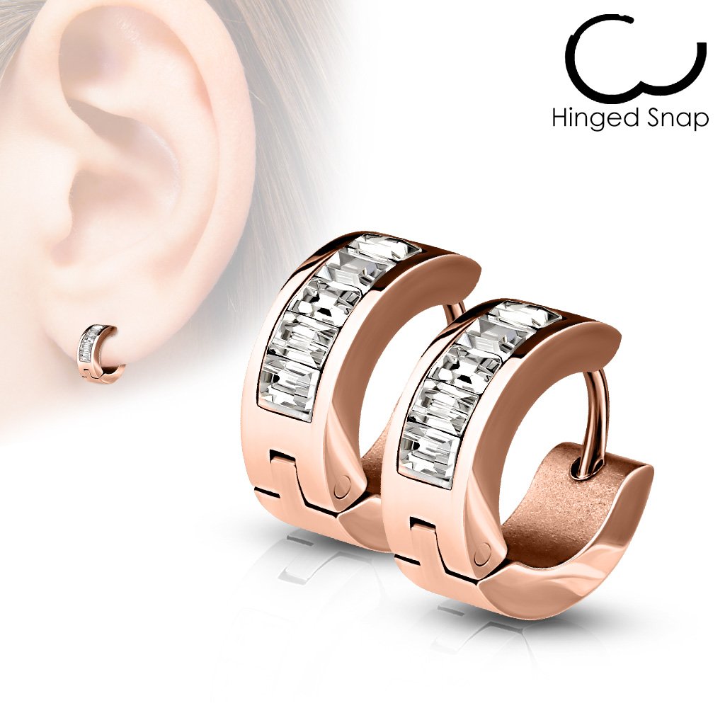 Damen 1 Paar Creolen KRISTALL-BAND Ohrringe Schmuck Ohrstecker Chirurgenstahl Multicolor