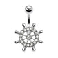 Bauchnabelpiercing Steuerrad Set 1,6mm 10mm Nabelpiercing Chirurgenstahl Bananabell Zirkonia Silber 14 Karat vergoldet