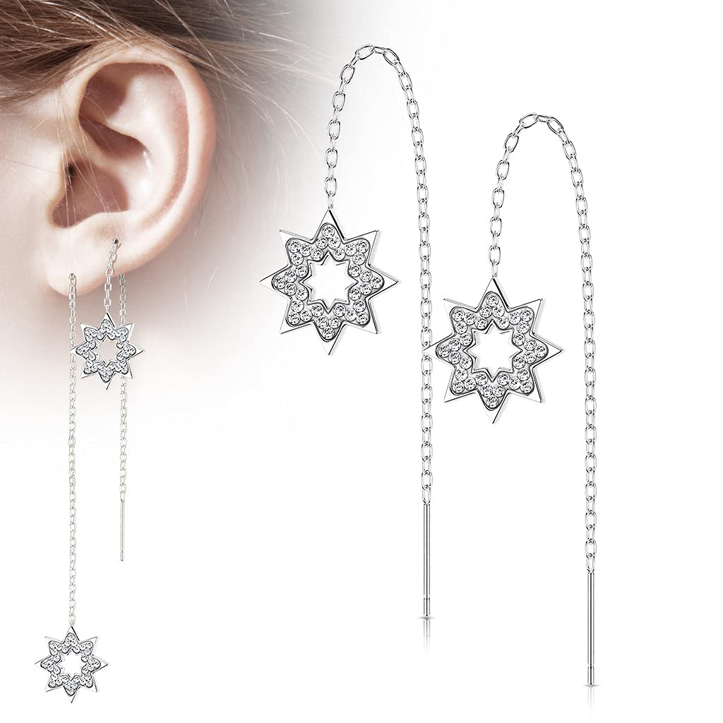 1 Paar Damen Ohrringe Durchzieher Kristall Pavé Clear Schneeflocke Anhänger Ohrringe Ohrstecker Chirurgenstahl Silber Gold Roségold