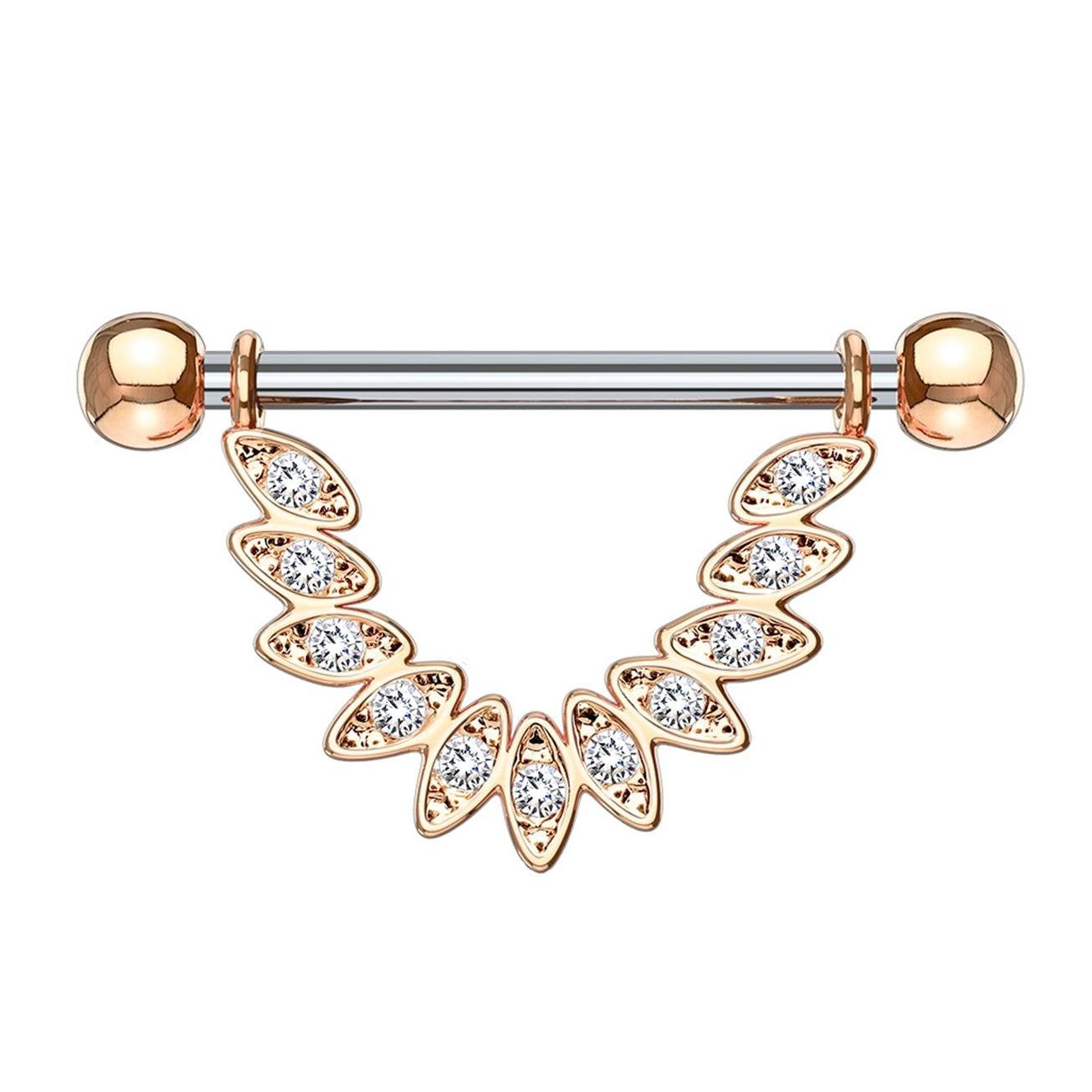Federn Brustwarzenpiercing Intimpiercing Brustpiercing Nippelpiercing Edelstahl ZIRKONIA Clear Gold Silber ROSÈGOLD 1,6mm 14mm