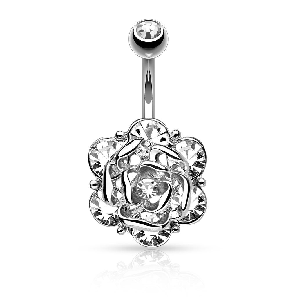 Bauchnabelpiercing Set 1,6mm 10mm Blume Nabelpiercing Edelstahl Chirurgenstahl Bananabell Zirkonia Kristalle Silber Gold Roségold