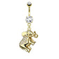 Bauchnabelpiercing Elefant Anhänger Nabelpiercing Chirurgenstahl Bananabell Zirkonia 14kt Vergoldet Silber Clear Stab 1,6/10mm
