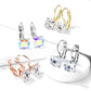 1 Paar Damen Ohrhänger Zirkonia Quadrat Anhänger Ohrringe Ohrstecker Chirurgenstahl Klapp-Bügel Silber Gold Roségold