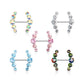 Brustwarzenpiercing 5 runde Kristalle Brustpiercing Intimpiercing Nippelpiercing Chirurgenstahl Silber viele Farben Stab 1,6/16mm